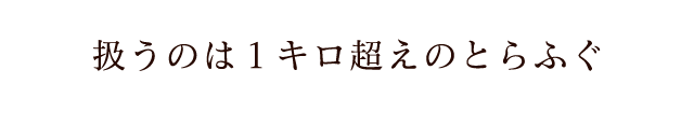 扱うのは1キロ超えのとらふぐ